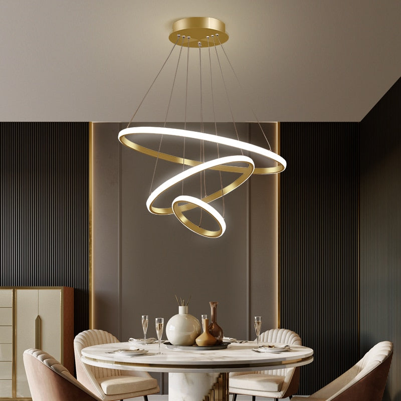 Sorinex Suspension Anneau Moderne Noir/Blanc/Doré. Salon-Luire