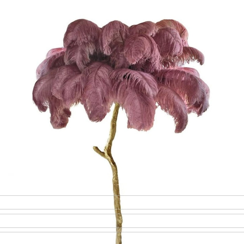 Lampadaire Fleur Luxe Plume/Métal Coloré Salon-Luire