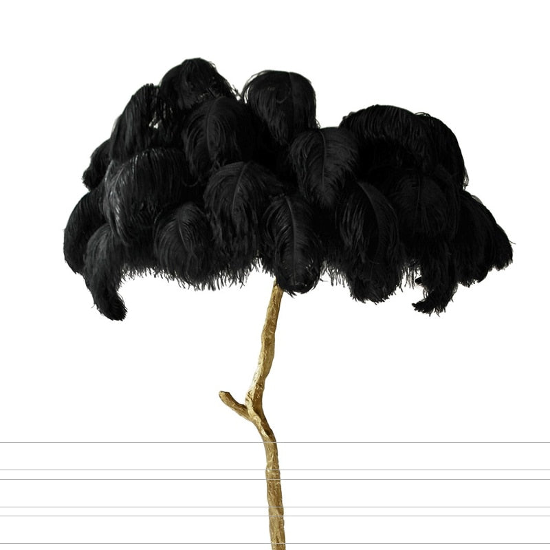 Lampadaire Fleur Luxe Plume/Métal Coloré Salon-Luire
