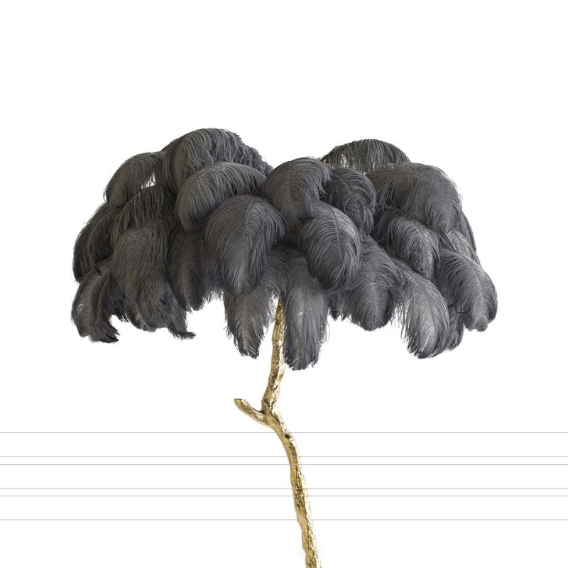 Lampadaire Fleur Luxe Plume/Métal Coloré Salon-Luire