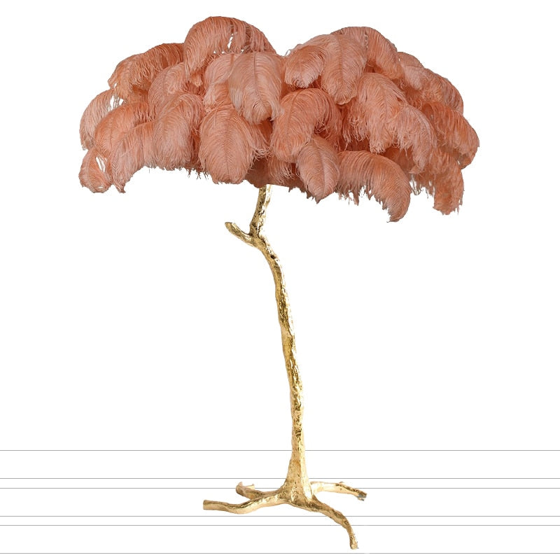 Lampadaire Fleur Luxe Plume/Métal Coloré Salon-Luire