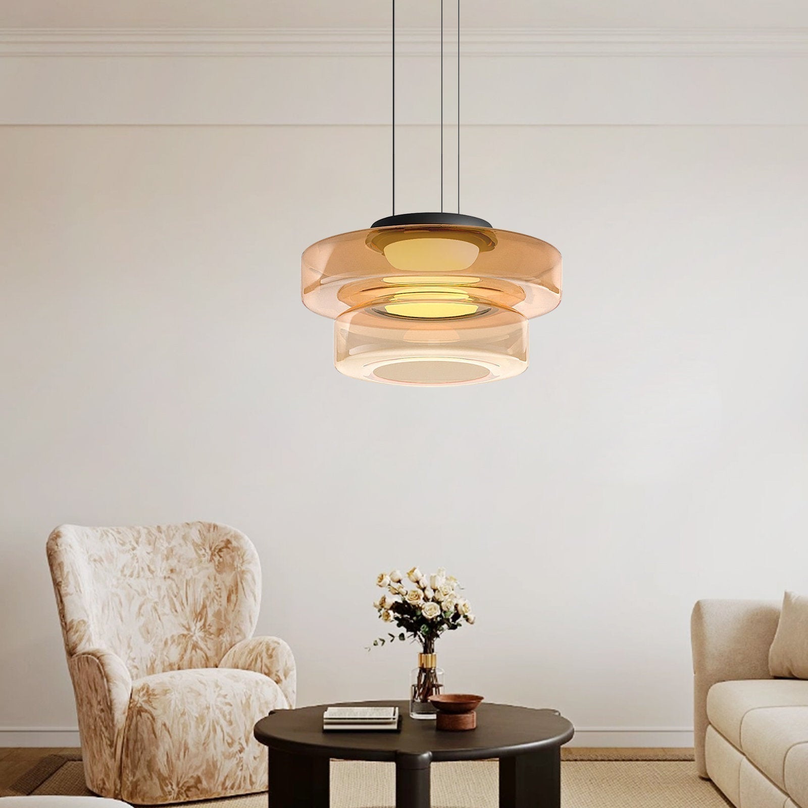 Virixor Suspension Moderne Verre Métal Cuisine Salon-Luire