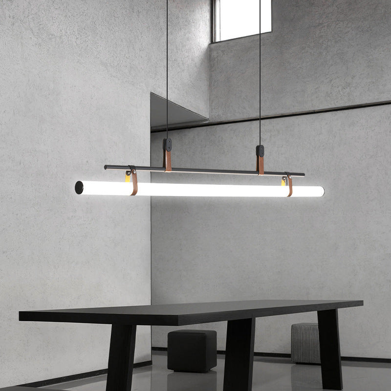 Avenel Suspension Linéaire Simple. Métal/Acrylique. Noir/doré. Chambre-Luire