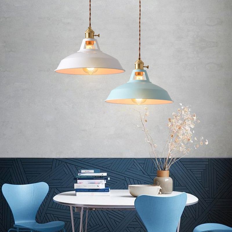 Naren Lampe Suspension Luminaire Vintage. Métal. Noir/Blanc. Salle à Manger-Luire