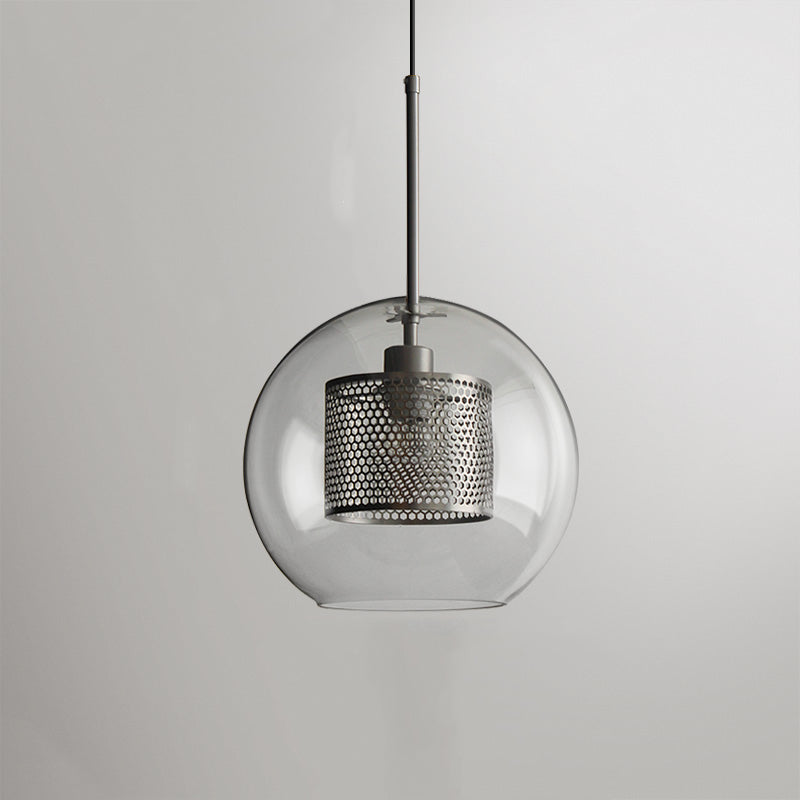 Vorinor Suspension Globe/Cylindre Moderne. Métal/Verre. Doré/Argent. Salon-Luire