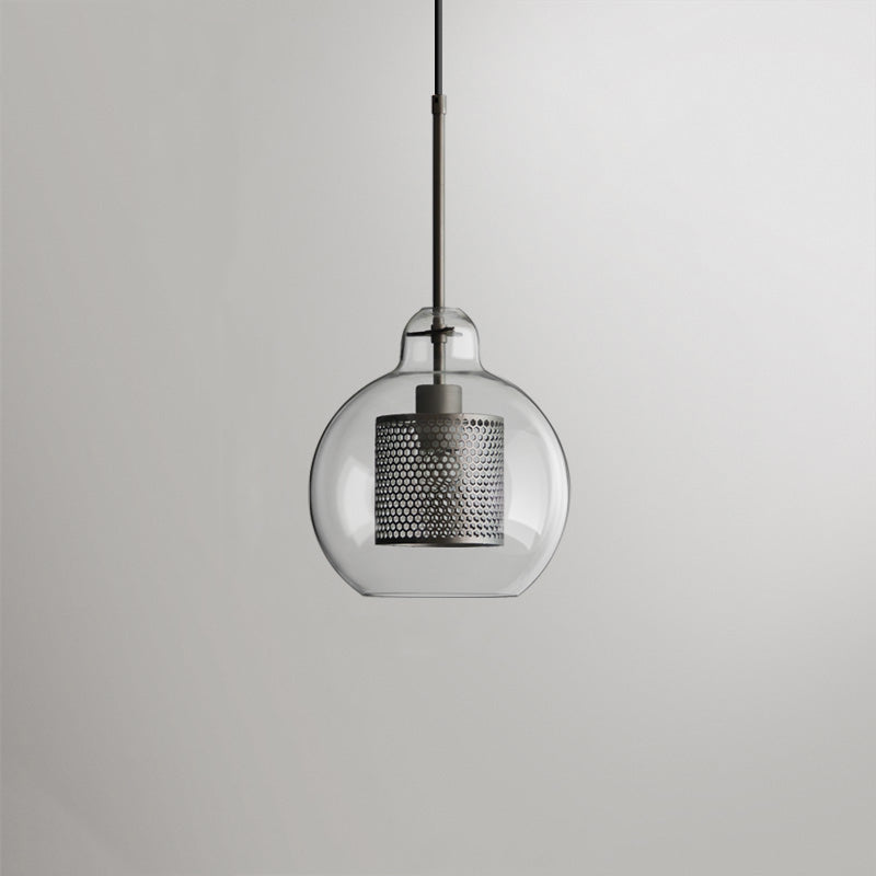 Vorinor Suspension Globe/Cylindre Moderne. Métal/Verre. Doré/Argent. Salon-Luire