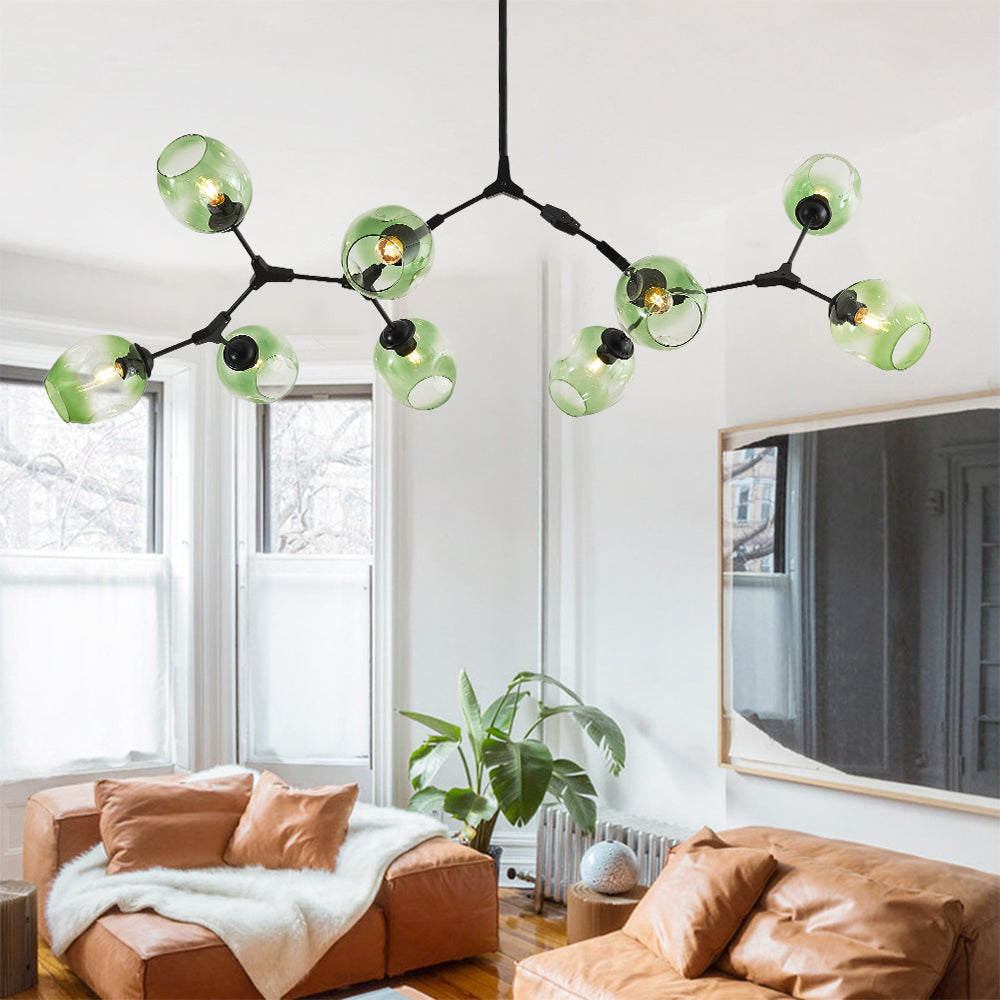 Rurex Suspension Nordique. Verre. Noir/Or. Salon-Luire