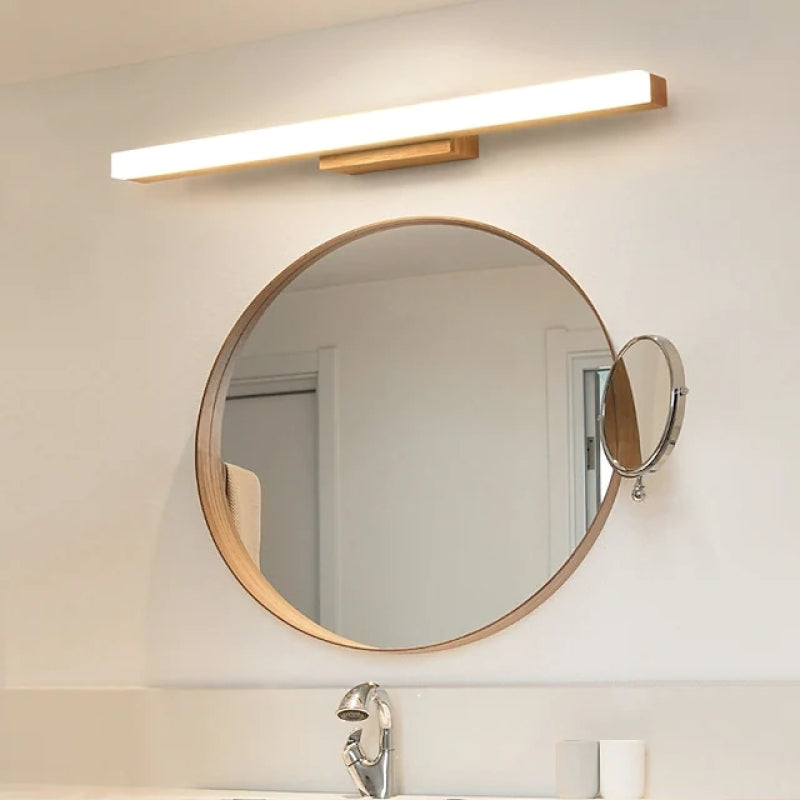 Kevenel Applique Murale Miroir Linéaire Minimaliste. Bois. Noyer. Salon-Luire