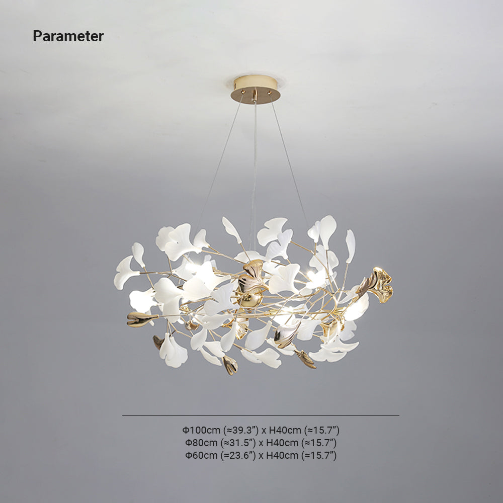 Tirex Suspension Feuille/Multi Moderne Métal/Céramique Doré/Blanc Salon-Luire