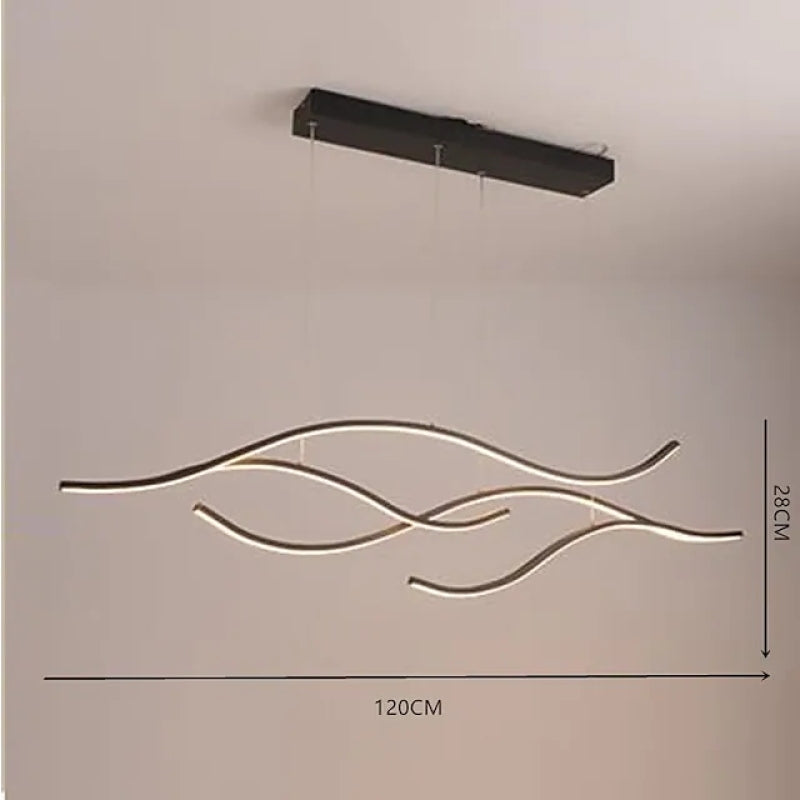 Tiroven Luminaires Suspension linéaire. LED Noir/Or. Salon-Luire