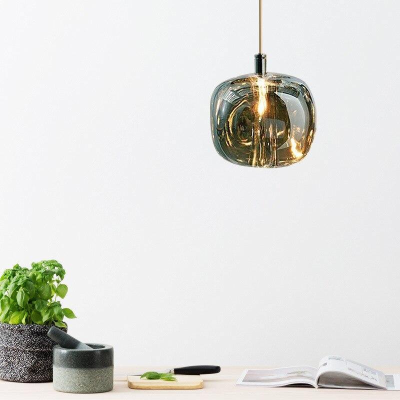 Livenel Suspension Ronde Moderne. Métal/Verre. Ambre/Claire/Gris Fumé. Salon-Luire