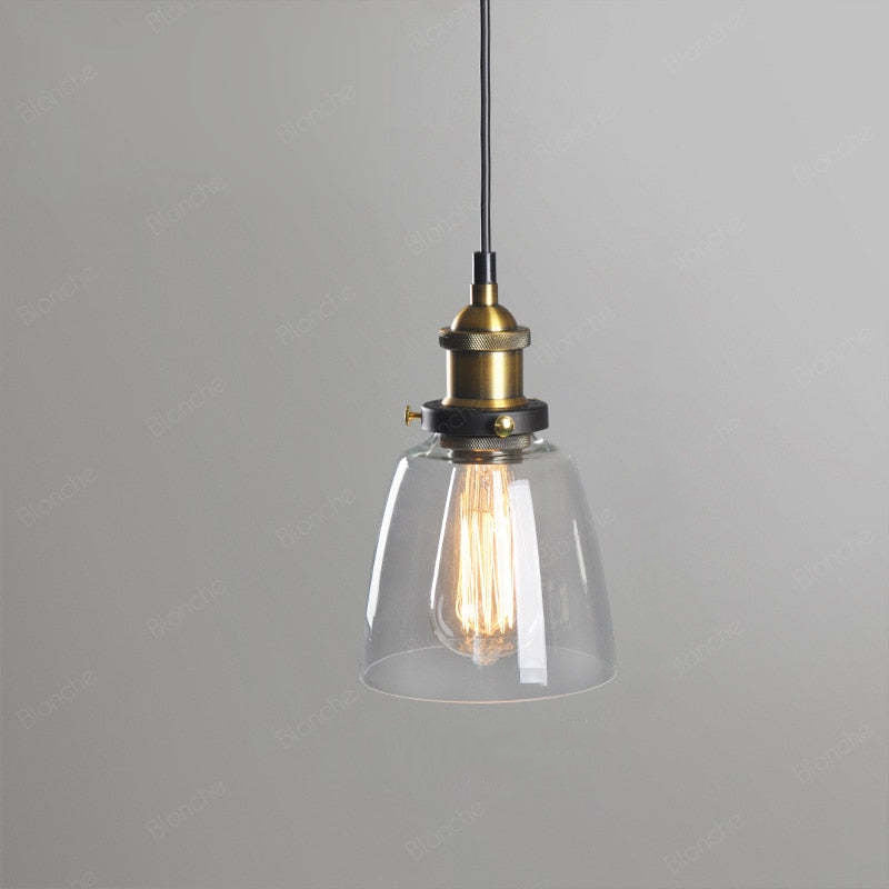 Siroven suspension Industriel en Verre. Clair/Ambre/Gris Fumé-Luire