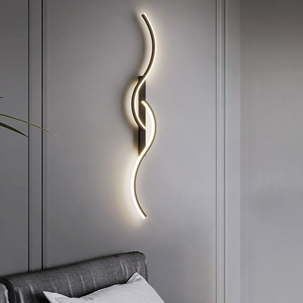 Rorel Applique Murale Vague Design Moderne Noir/Or Salon-Luire