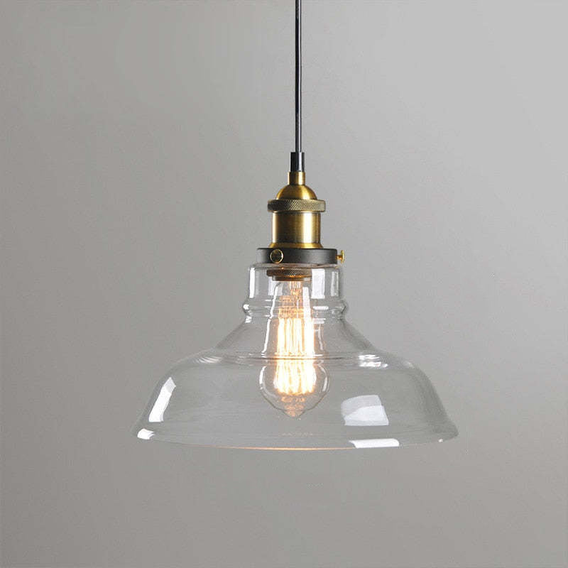 Siroven suspension Industriel en Verre. Clair/Ambre/Gris Fumé-Luire