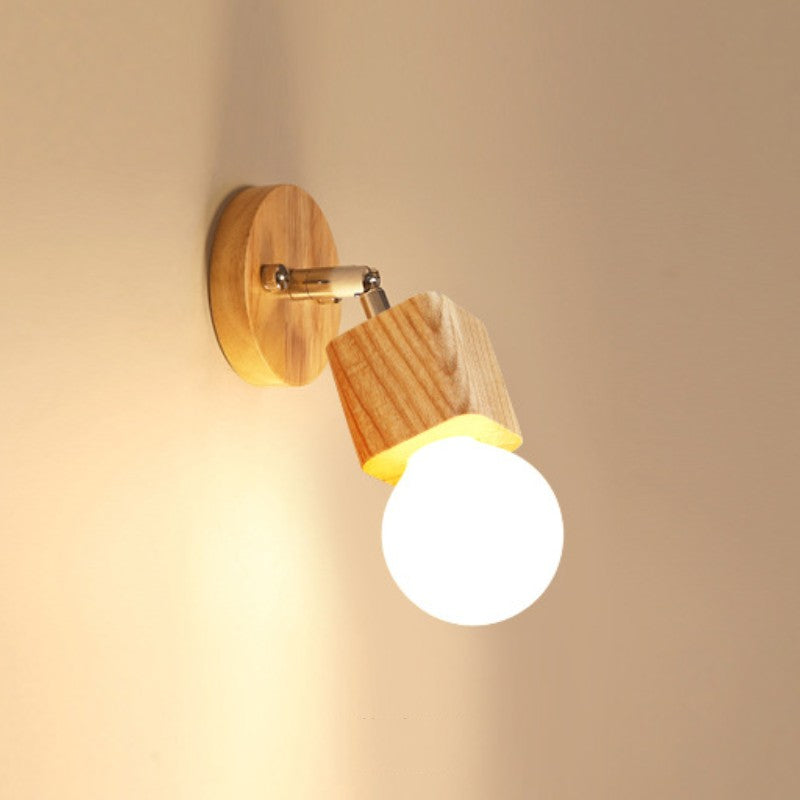 Kovonor Applique Murale LED Carrée Globe Réglable Naturelle Métal/Bois-Luire