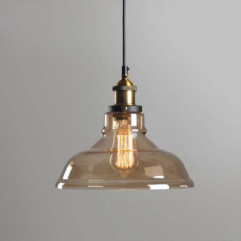 Siroven suspension Industriel en Verre. Clair/Ambre/Gris Fumé-Luire