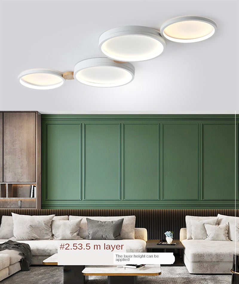 Zenar Plafonnier Rond Moderne. Métal/Bois. Blanc/Gris/Vert. Salon-Luire