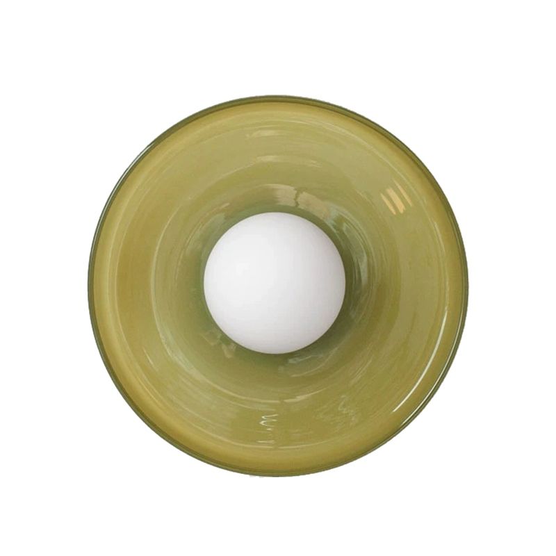 Sominex Plafonnier Dôme Moderne. Verre/Métal. Blanc/Vert/Orange. Salon-Luire