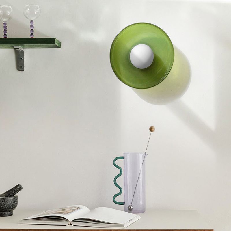 Sominex Plafonnier Dôme Moderne. Verre/Métal. Blanc/Vert/Orange. Salon-Luire