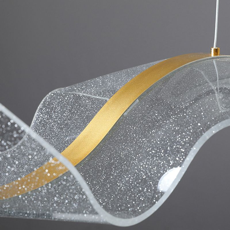 Lavorix Luminaires Suspensions Vague Moderne Métal/Acrylique Blanc/Doré Salon-Luire