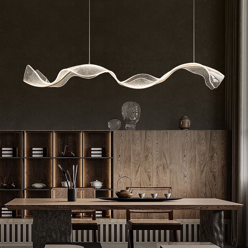 Lavorix Luminaires Suspensions Vague Moderne Métal/Acrylique Blanc/Doré Salon-Luire