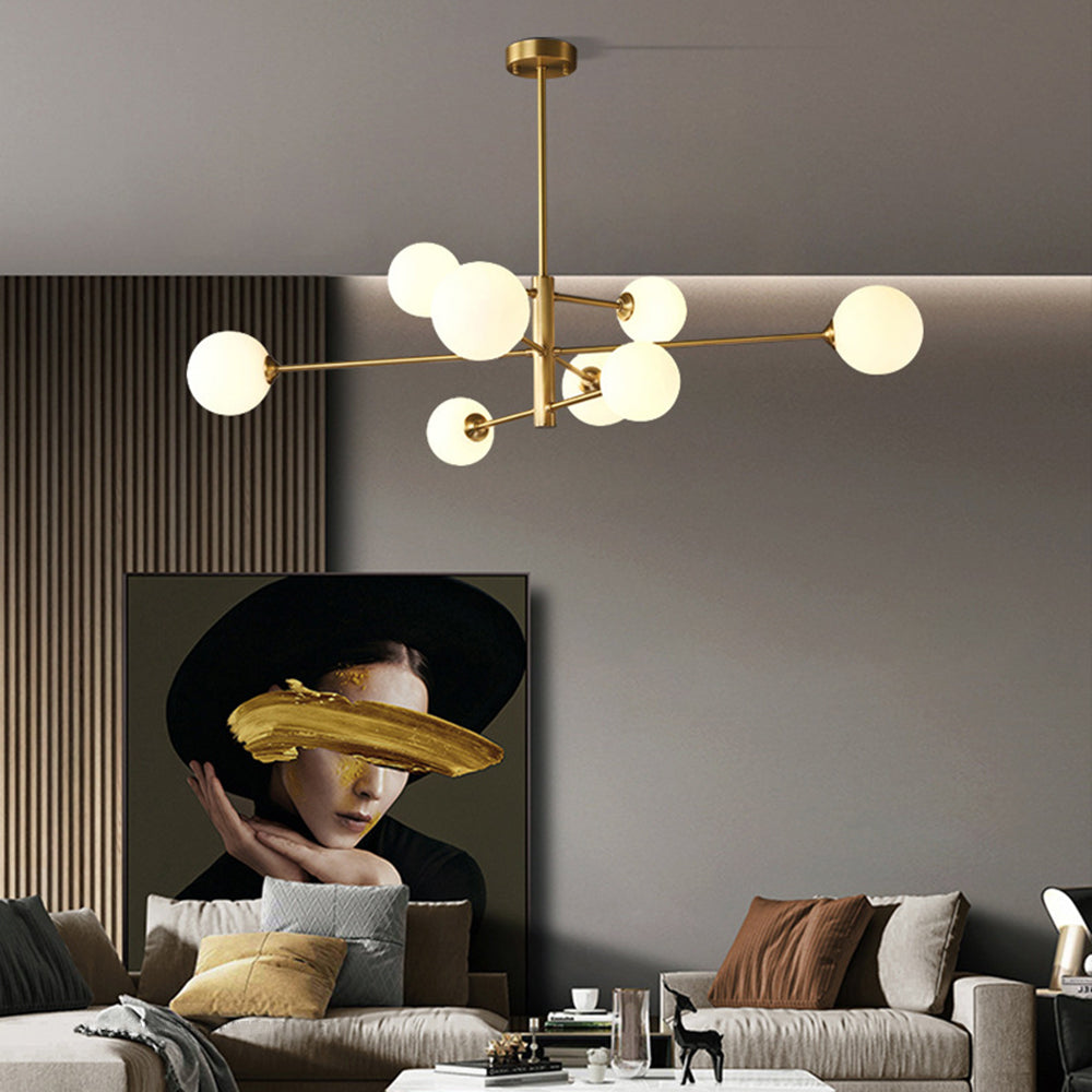 Teoxa Lustre Bulle Moderne. Cuivre/Verre. Noir/Cuivre. Salon-Luire