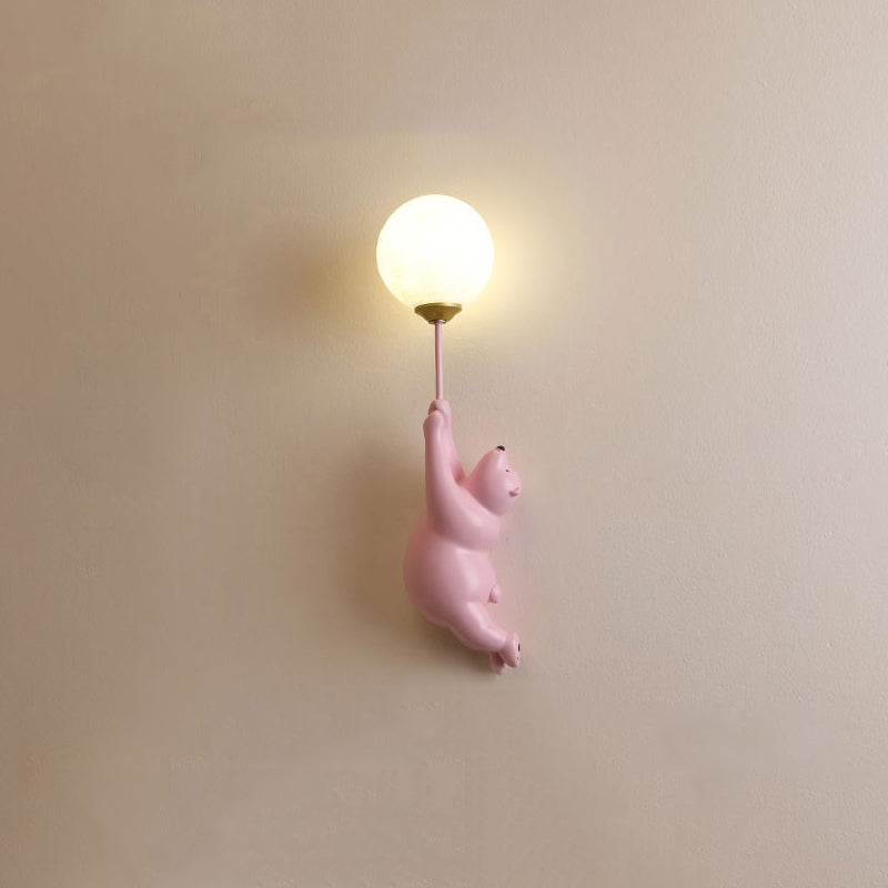 Evenel Bear Balloon Applique Murale Ours Ballon Moderne Animale. Blanc/Bleu/Rose. Salon-Luire