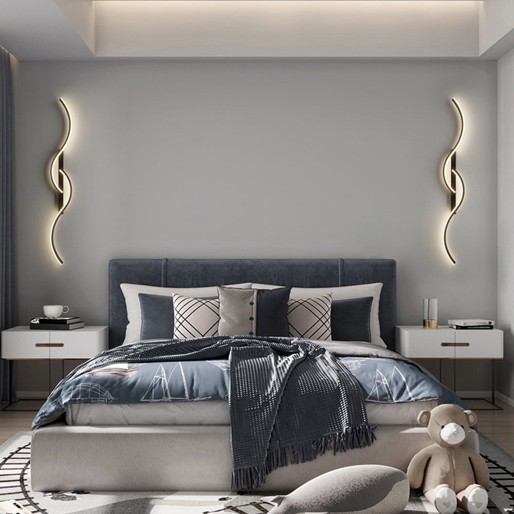 Rorel Applique Murale Vague Design Moderne Noir/Or Salon-Luire