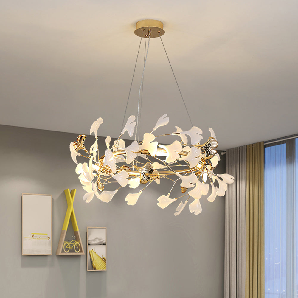 Tirex Suspension Feuille/Multi Moderne Métal/Céramique Doré/Blanc Salon-Luire