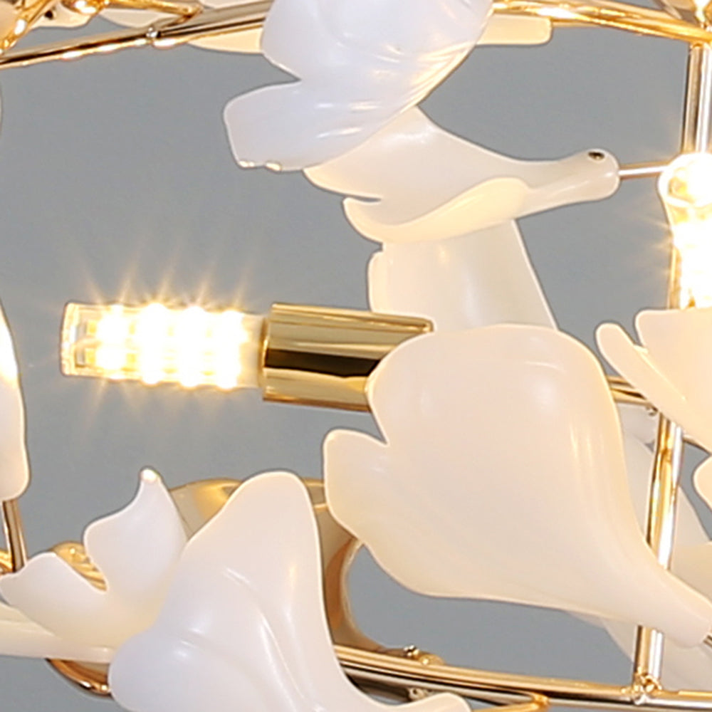 Tirex Suspension Feuille/Multi Moderne Métal/Céramique Doré/Blanc Salon-Luire