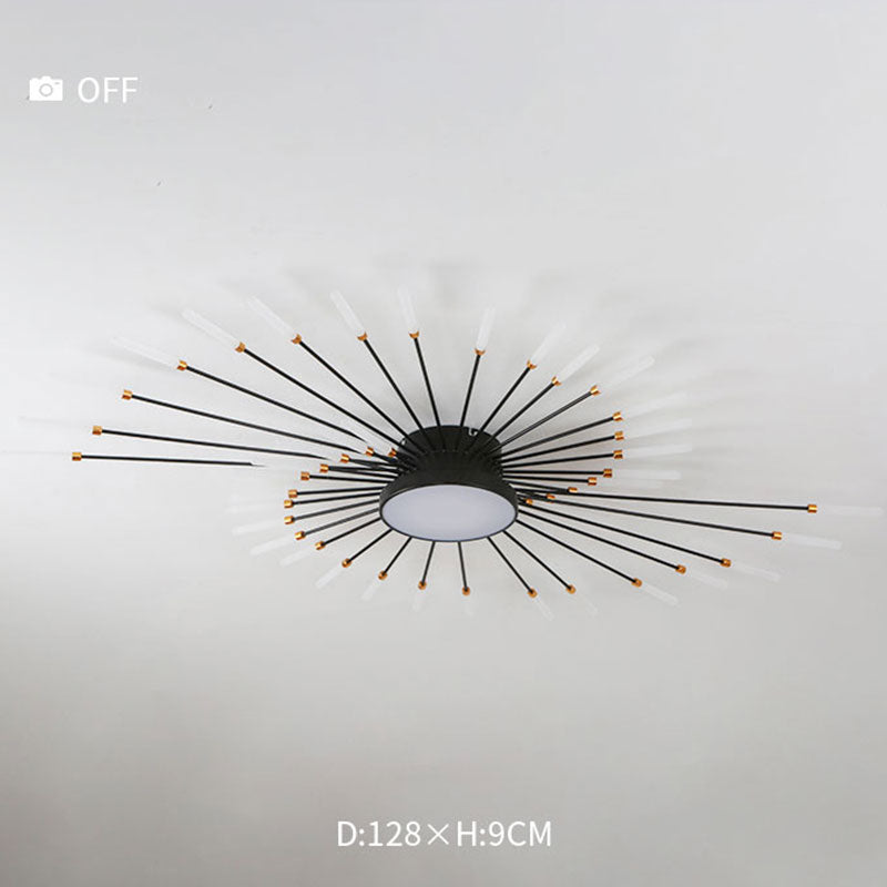 Riroven Plafonnier Feu d'Artifice Linéaire Moderne Noir/Doré-Luire