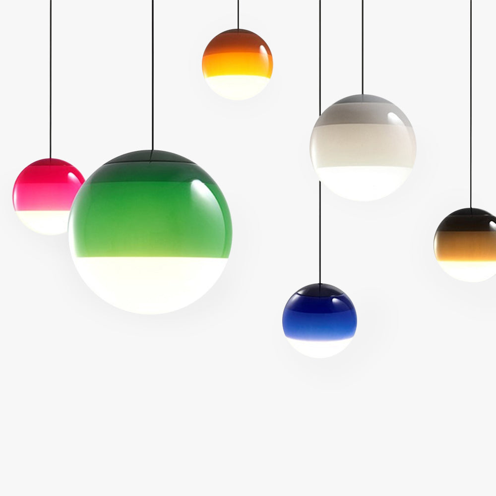 Vioxa Suspension Bulle Moderne Verre. Noir/Gris/Bleu/Rose. Salon-Luire