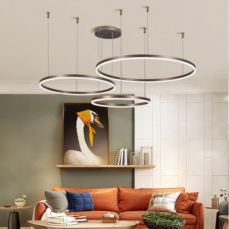 Zorin Suspension Anneau Moderne Métal Noir/Doré/Café Salon-Luire