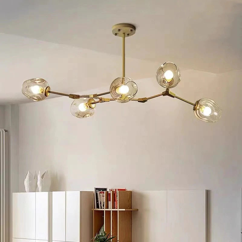 Rurex Suspension Nordique. Verre. Noir/Or. Salon-Luire