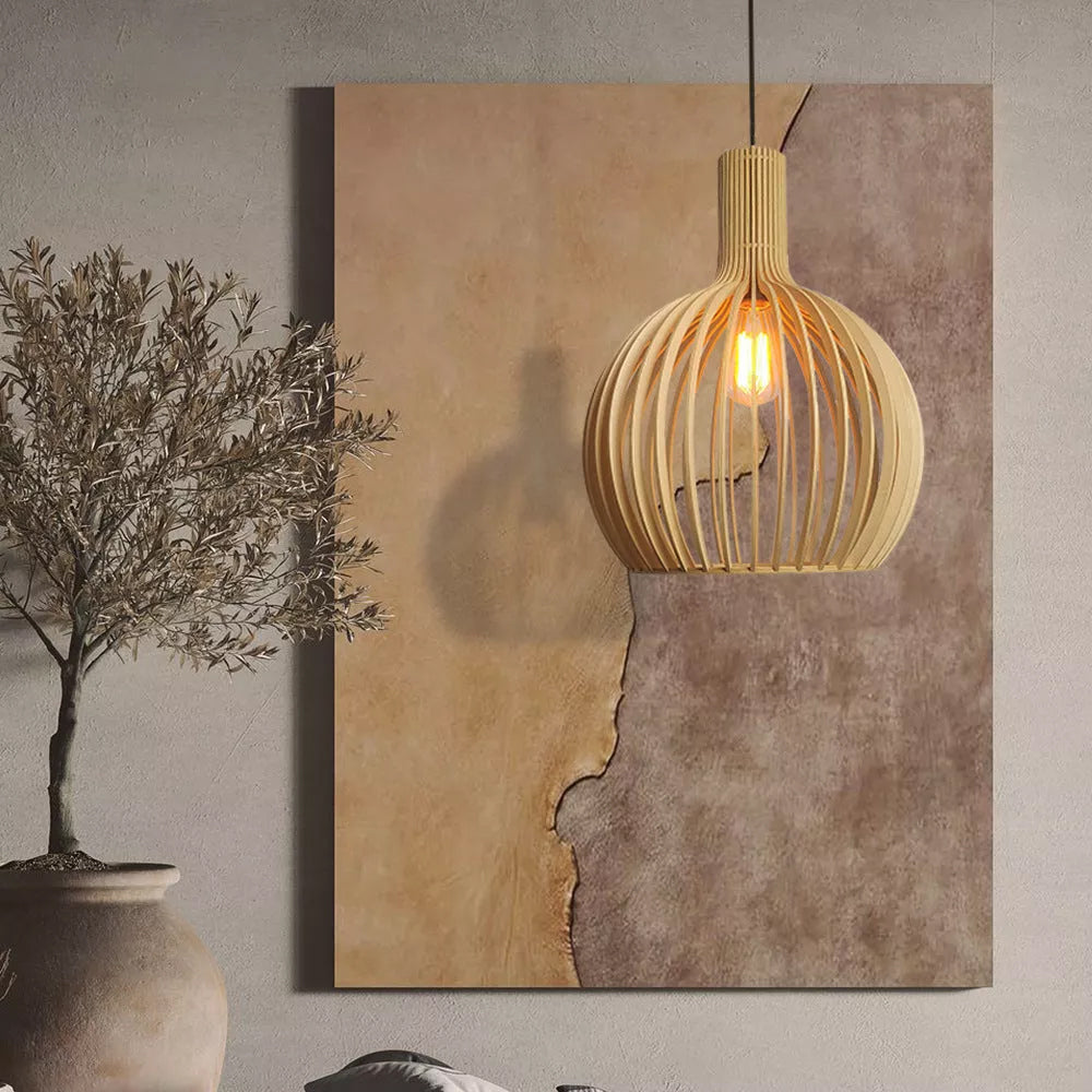 Arix Suspension Design en Bois Sculpté Naturel Salle à Manger-Luire