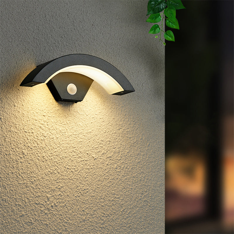 Lazen Applique Murale Capteur étanche Arc Modern Noir. Extérieur-Luire
