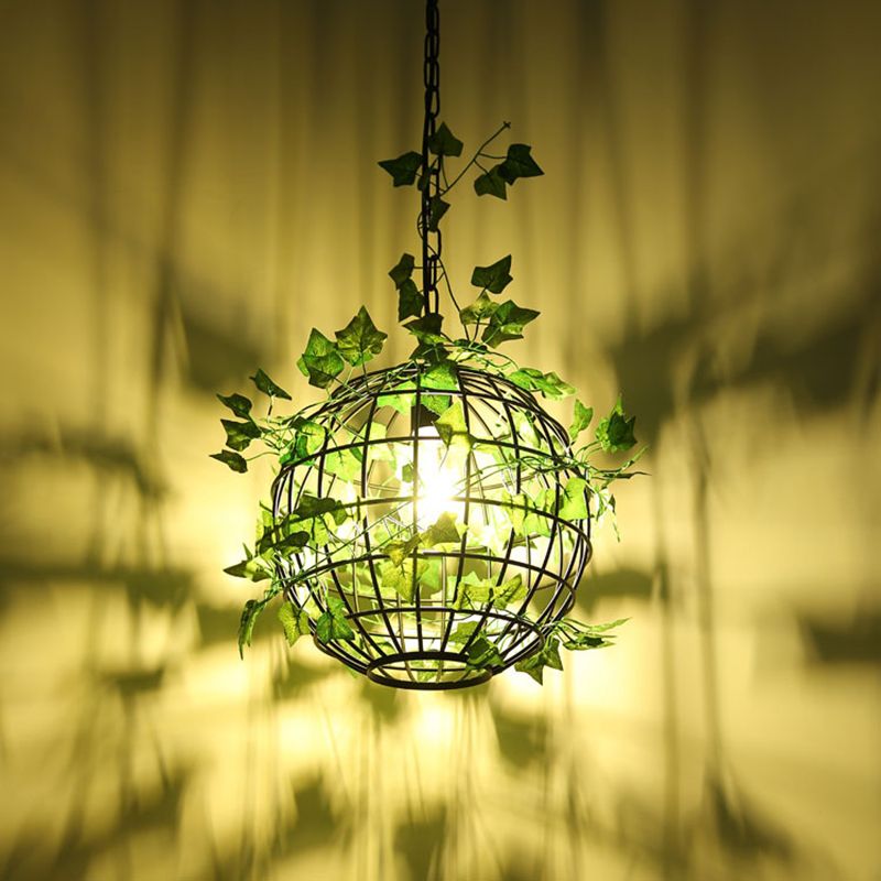 Norel Globe Art Deco LED Suspension Vert Métal Salle à Manger-Luire