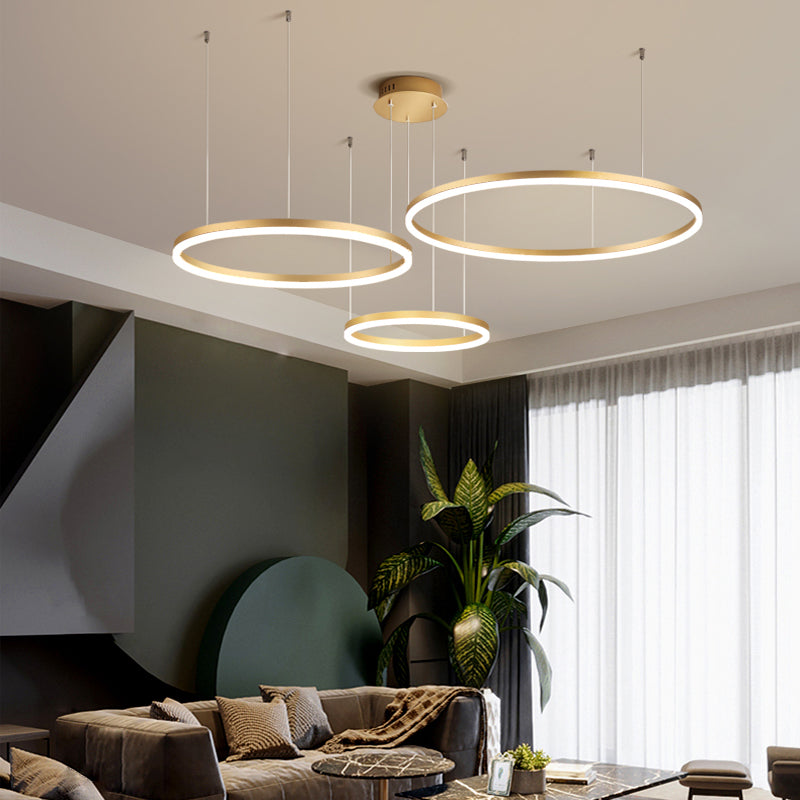 Zorin Suspension Anneau Moderne Métal Noir/Doré/Café Salon-Luire