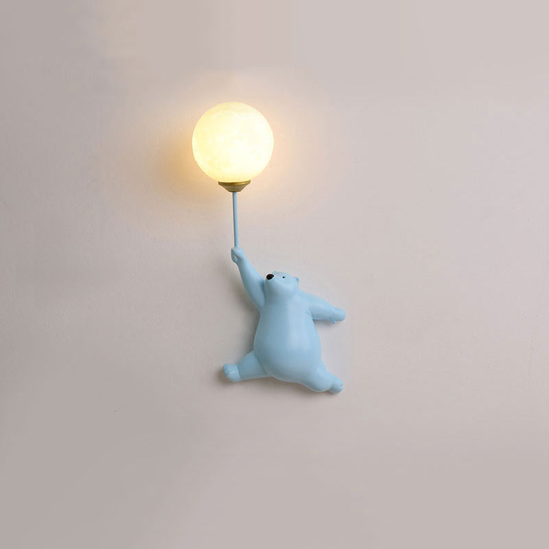Evenel Bear Balloon Applique Murale Ours Ballon Moderne Animale. Blanc/Bleu/Rose. Salon-Luire