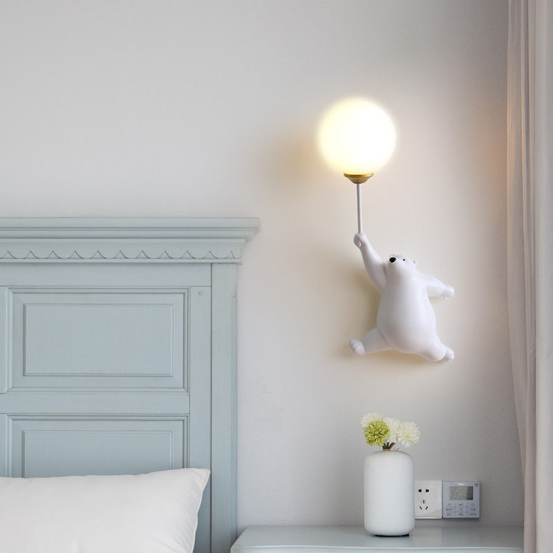 Evenel Bear Balloon Applique Murale Ours Ballon Moderne Animale. Blanc/Bleu/Rose. Salon-Luire