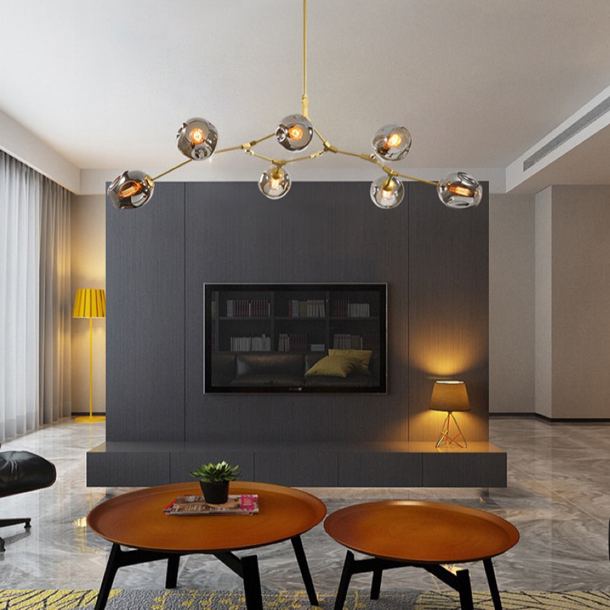 Rurex Suspension Nordique. Verre. Noir/Or. Salon-Luire