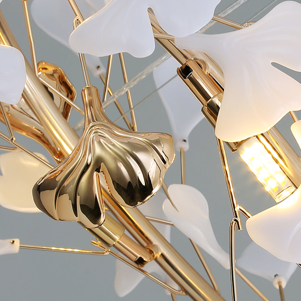 Tirex Suspension Feuille/Multi Moderne Métal/Céramique Doré/Blanc Salon-Luire