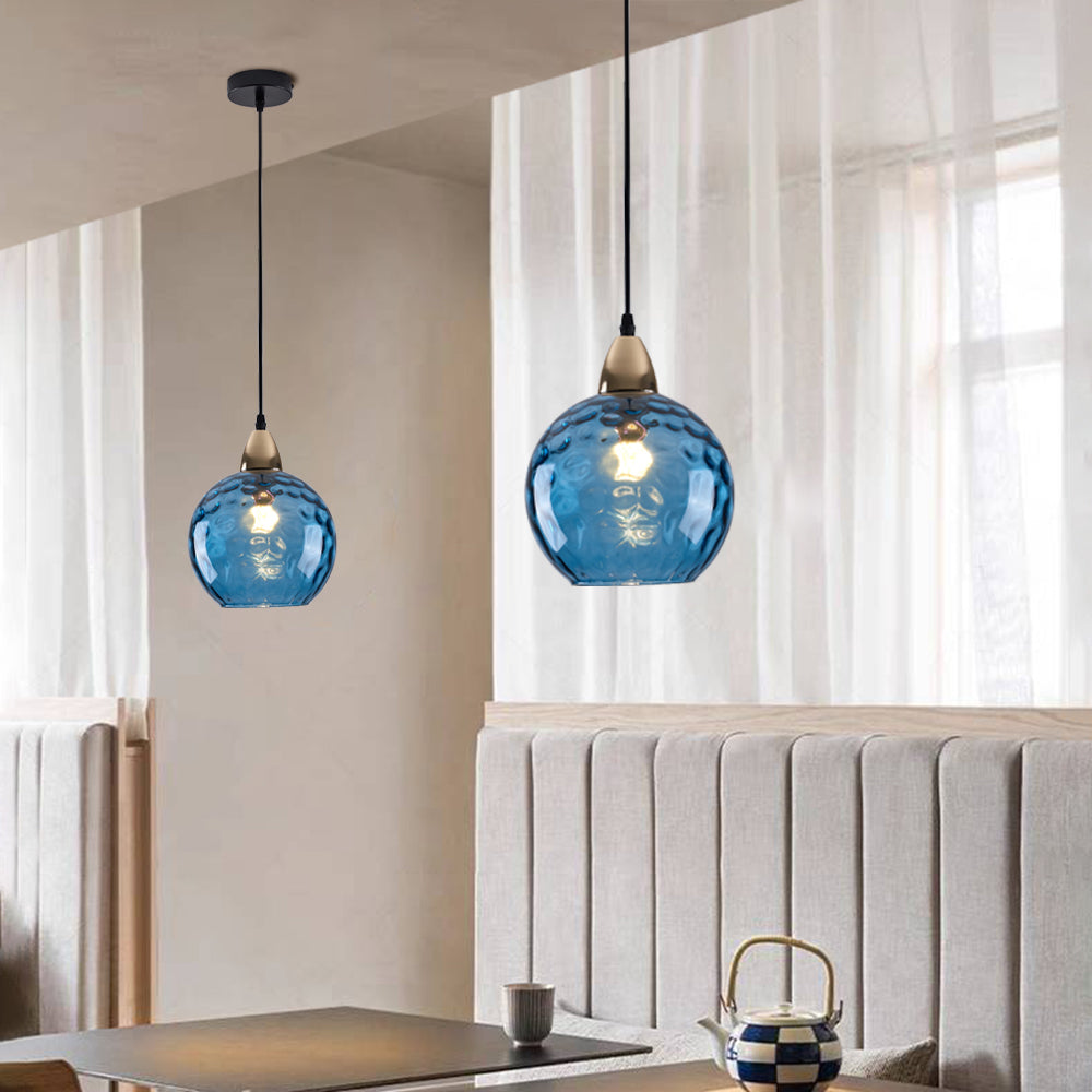 Vevenel Water Ripple Suspension Boule Moderne Verre Rouge/Vert/Bleu Salon-Luire