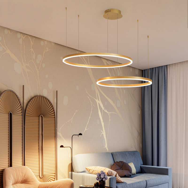 Zorin Suspension Anneau Moderne Métal Noir/Doré/Café Salon-Luire