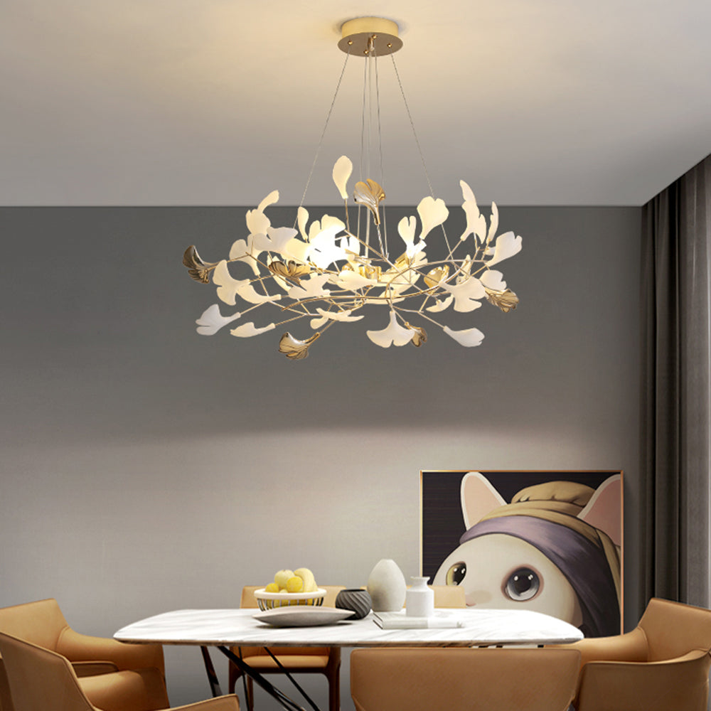 Tirex Suspension Feuille/Multi Moderne Métal/Céramique Doré/Blanc Salon-Luire