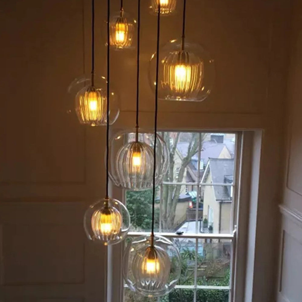Eronix Suspension Bulle Nordique Verre Transparent/Doré Salon/Chambre-Luire