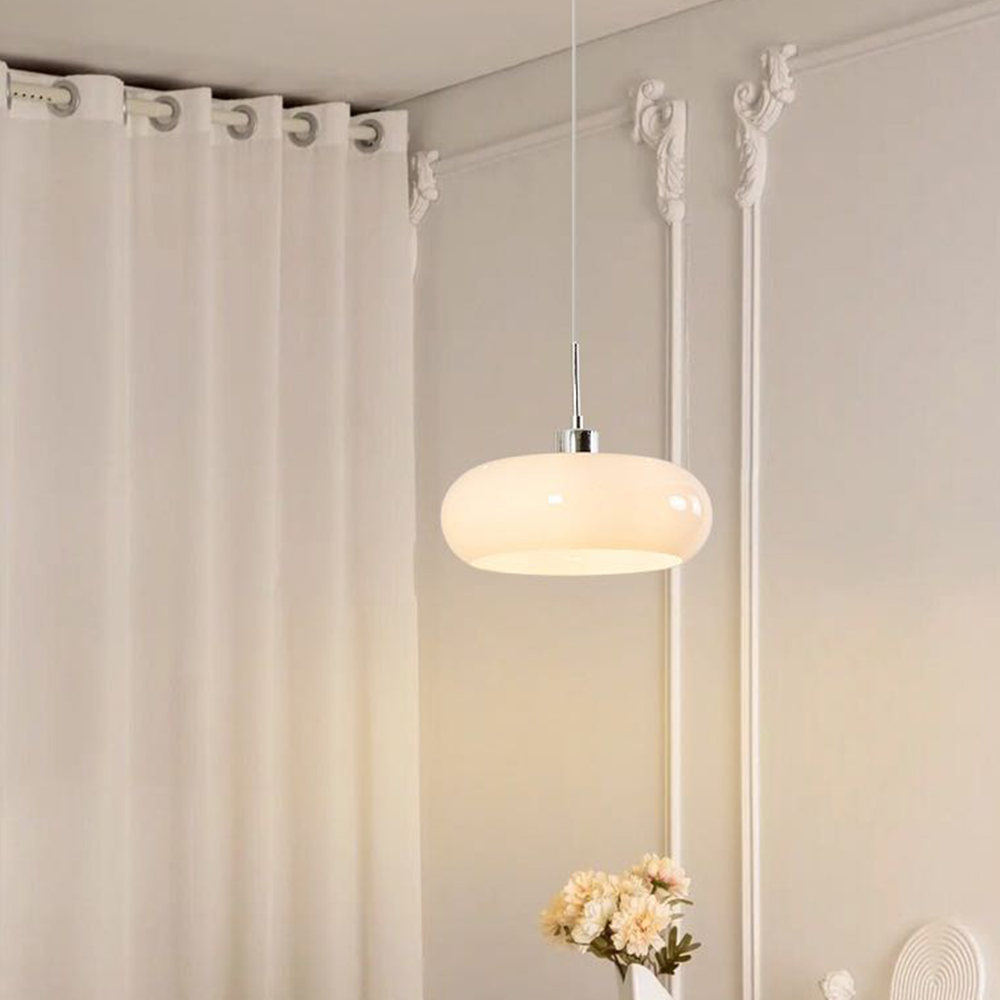 Vorenix Suspension Dôme Moderne Verre. Blanc/Orange. Salle de Bain-Luire