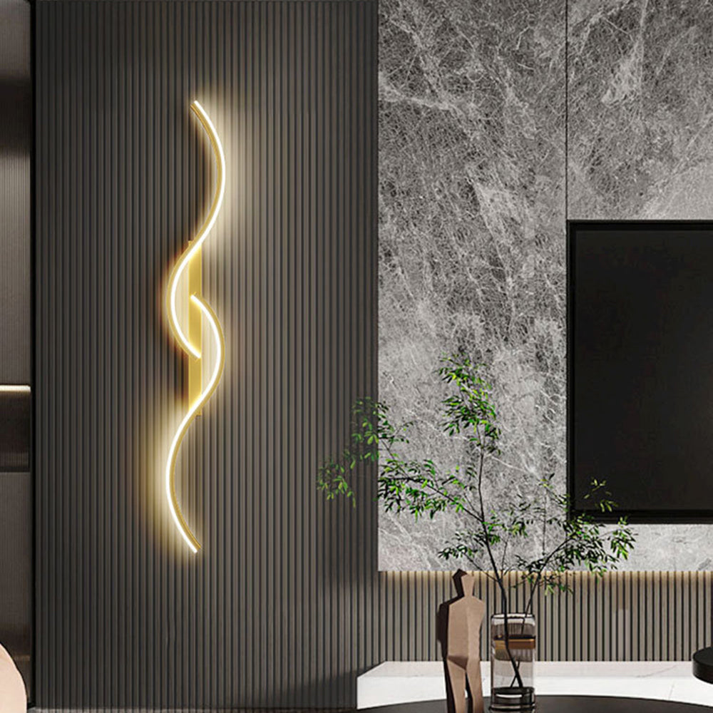 Rorel Applique Murale Vague Design Moderne Noir/Or Salon-Luire