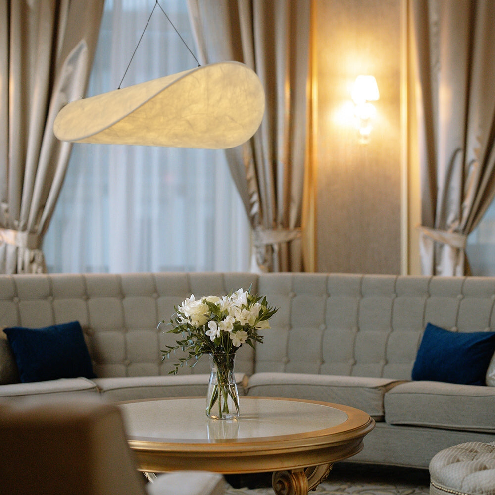Evelor Suspension Géométrique Moderne Soie Blanc Salon-Luire