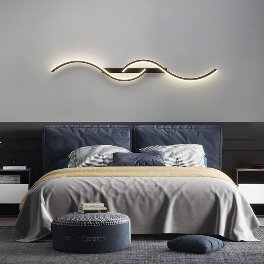 Rorel Applique Murale Vague Design Moderne Noir/Or Salon-Luire